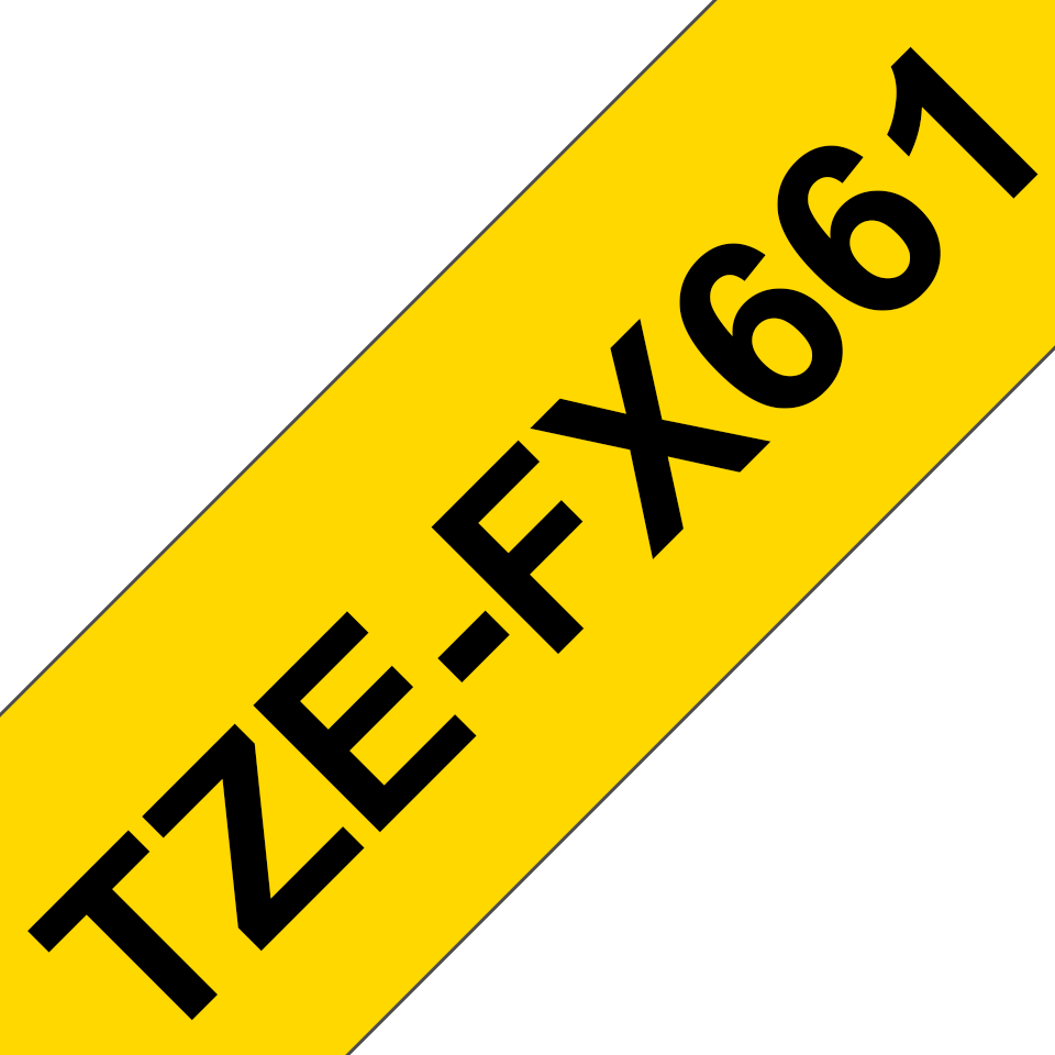 Genuine Brother TZe-FX661 Labelling Tape Cassette – Black on Yellow Flexible-ID, 36mm wide